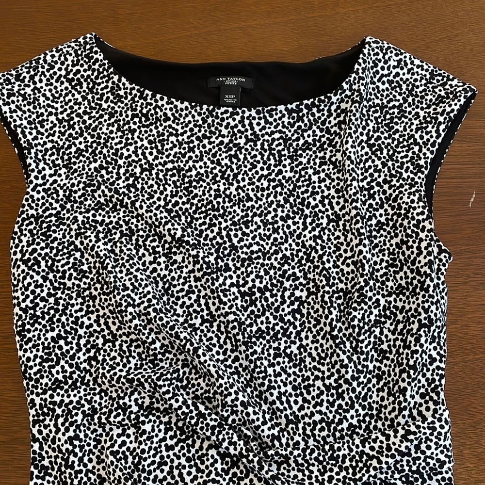 Ann Taylor white and Black Spotted Cap Sleeve Mini Dress XS petite - Picture 12 of 12